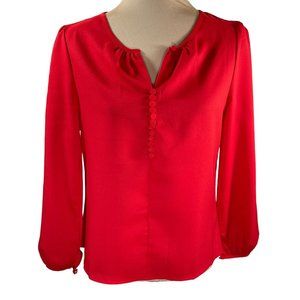 NEW Aifeier Button front Long Sleeve Red Top Blouse Size L